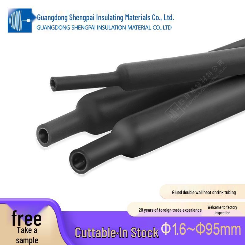 Black Flame Retardant Thickened Double-Wall Heat Shrink Tubing - Waterproof, Wear-Resistant, Insulating Protective Sleeve for Universal Wire Repair.