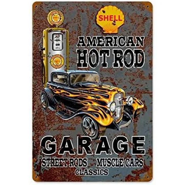 Vintage Pinup Girl Hot Street Rods Garage Full Service Route  Auto Mechanics Metal Tin Sign for Rural Wall Decor  Retro Poster P
