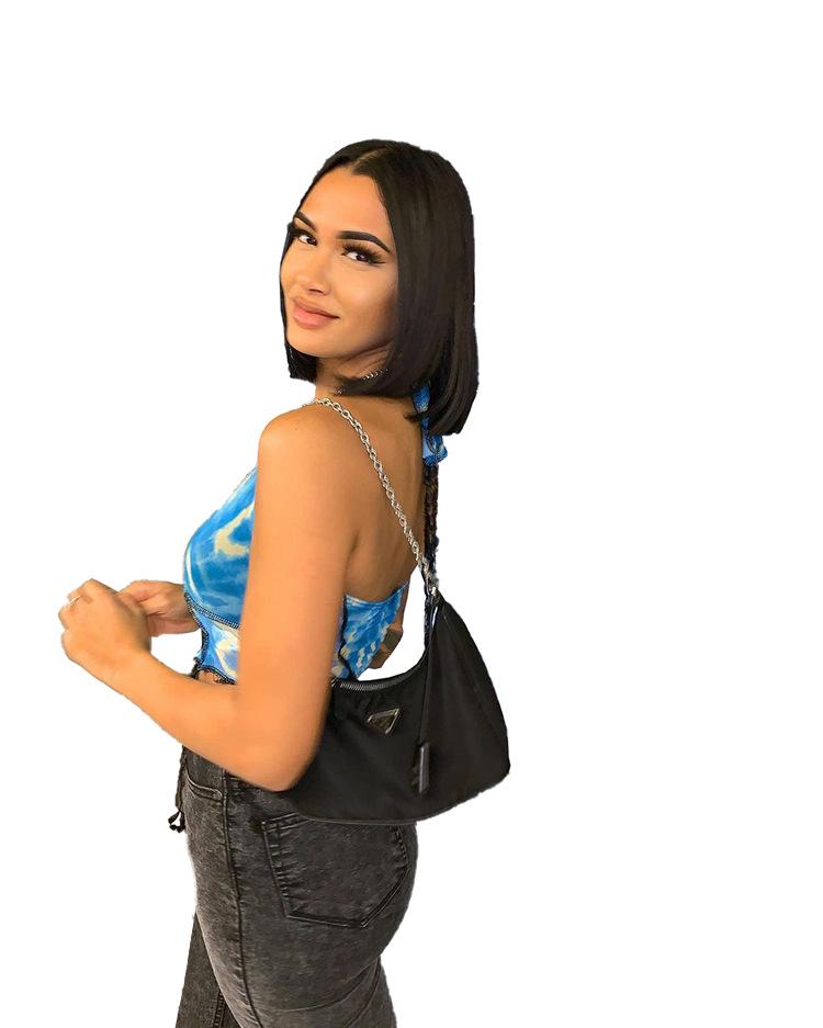 JH5821 European & American Sexy Lace-Up Spaghetti Strap Print Top for Women