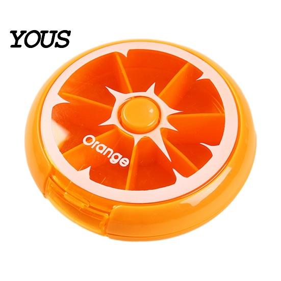Daily Pill Management Tool 7 Day Organizer, Portable Rotary Case, Cute Fruit Style Vitamin Holder for Trips Compact ABS Container Travel And