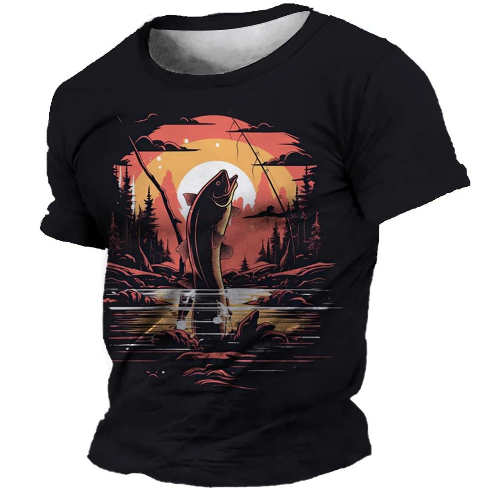 

Летние мужские футболки, топы с короткими рукавами, одежда, рубашки с рисунком для рыбалки, уличная одежда, пуловеры с круглым вырезом, мужская рубашка для рыбалки 2XL