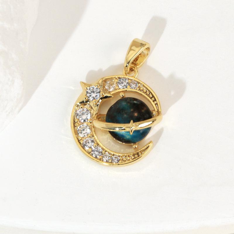 Kupfer Sternenhimmel Sonne & Mond Anhänger Halskette - Vielseitiges Luxus Schlüsselbein Kette Accessoire