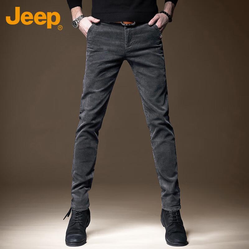 Jeep Men's Autumn Winter Stretch Corduroy Casual Trousers