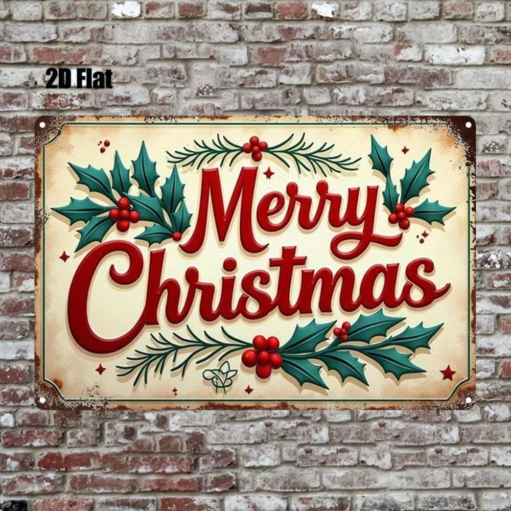 1PC Vintage Rustic Metal Sign 8x12 Inch Cozy Holiday Wall Plaque Indoor Christmas Decoration