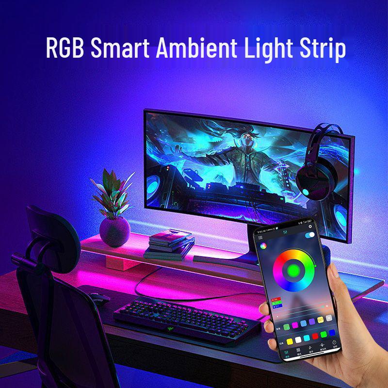 5050 RGB LED Strip Light, 5V USB, Self-Adhesive, Waterproof, TV Backdrop Mood Lighting