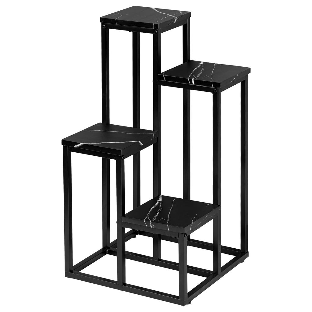 Black Marble Metal Standing Flower Stand for Flowers and Decorative Pots