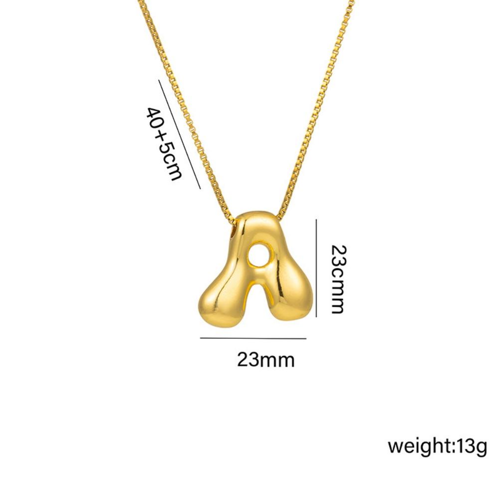 Creative A-Z Balloon Bubble Letter Pendant Neckalce for Women Gold Plated Chunky Initial Necklaces Jewelry Birthday Gift