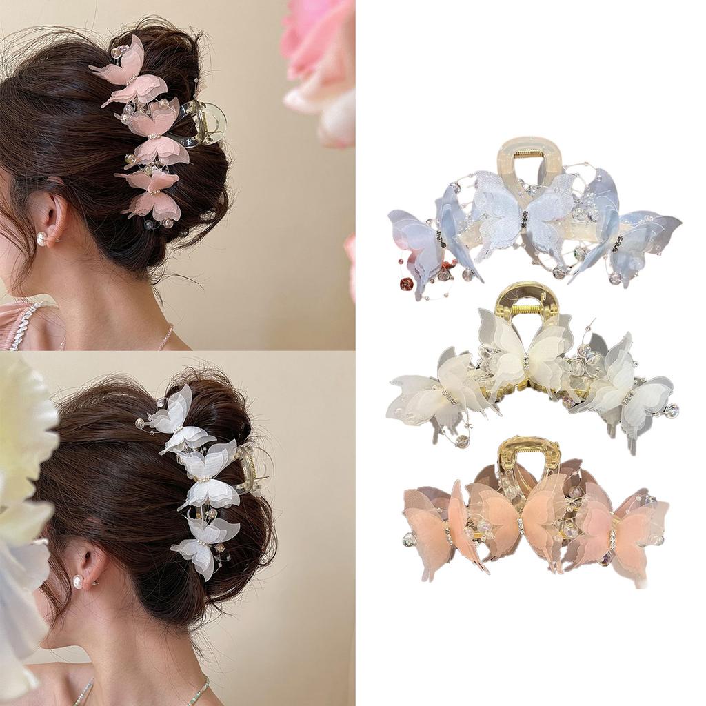 Acrylic Butterfly Hair Clip for Female Mesh Jaw Clip Casual Wear Headpiece Elegant Wedding Hair Grip Sweet Hair Ornament