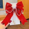 NEW Chinese Style Children's New Year Hair Clip Red Top Clip Hair Clip Girls' Headwear Princess Butterfly Clip Hair Accessory