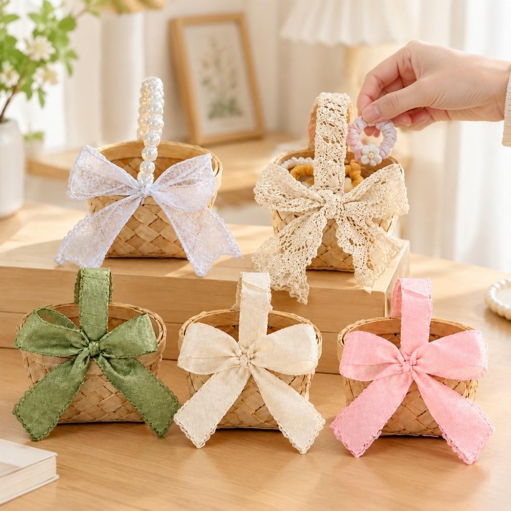 Mini Handwoven Basket with Handle Flower Basket For Home Wedding Decor