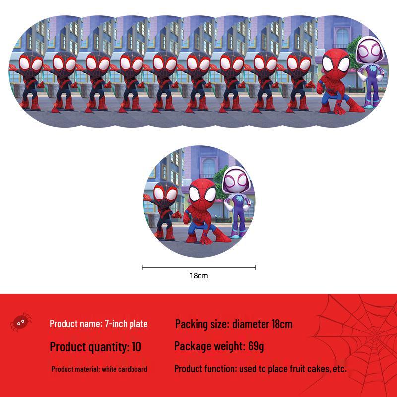 Hot-Selling Spider-Man & Friends Disposable Plate Set with Balloon Decorations for Parties
