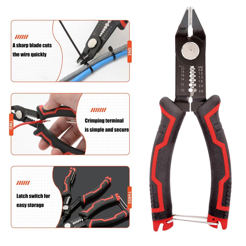 6.5Inch Multifunctional Wire Stripper Pliers Cable Cutter for Electricians and DIY Enthusiasts with Ergonomic Handle