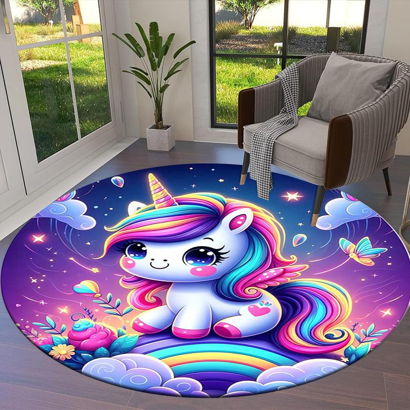 1pc Office Carpet Chair Mats Rainbow Unicorn Fantasy Night Perfect for Decorating Office Chairs, Living Rooms, Or Bedrooms.YDT238