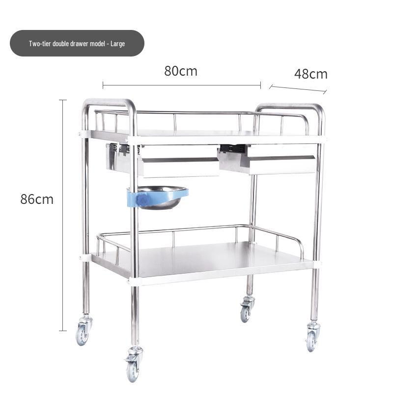 Stainless Steel Mobile Instrument Cart for Beauty Salon and Oral Care