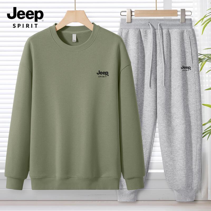 JEEP SPIRIT Men's 2025 Autumn Loose Fit Sweatshirt & Sweatpants Set