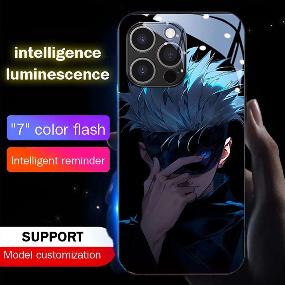 Luxury Anime Cartoon LED Glowing Phone Case – Call Light Up Luminous Cover for IPhone Samsung