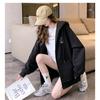 Women's Fleece Lined Zip Up Hoodie Cartoon Embroidery Casual Oversized Jacket
