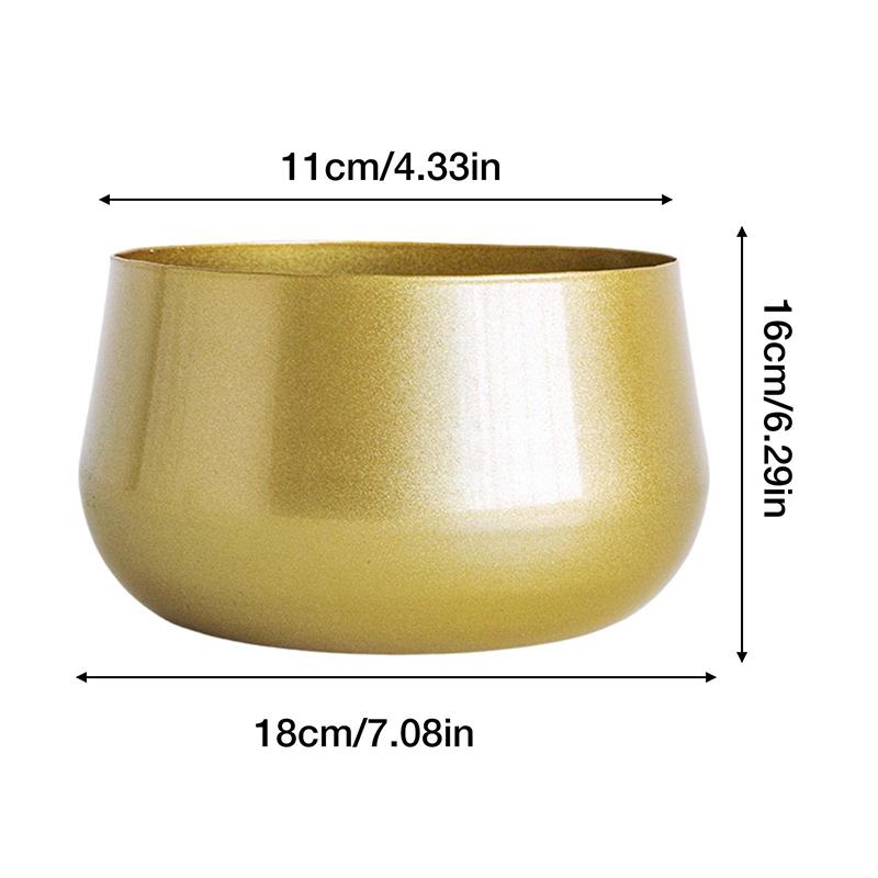 New Metal Flower Pot Household Plant Gold Pot Indoor Garden Terrace With Drainage Hole Plant Flower Pot Gold Pot