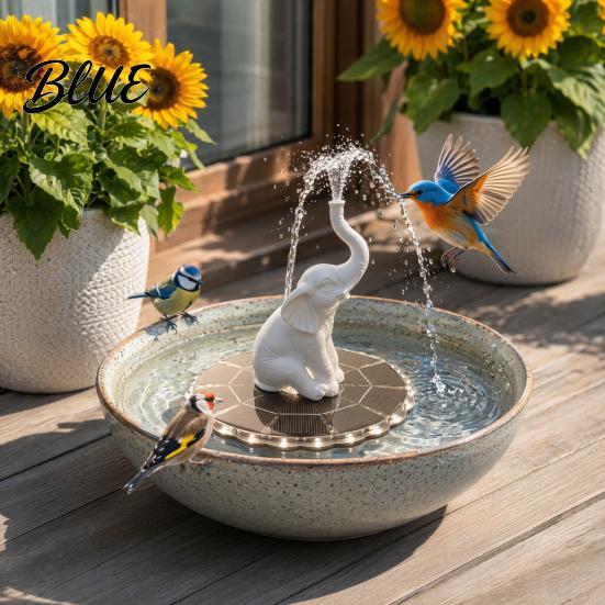 Automatic Floating Water Fountain Animal Statue Solar Fountain Bird Bath with LED Lights Powered Pond Pump for Garden Pool Backyard Decor