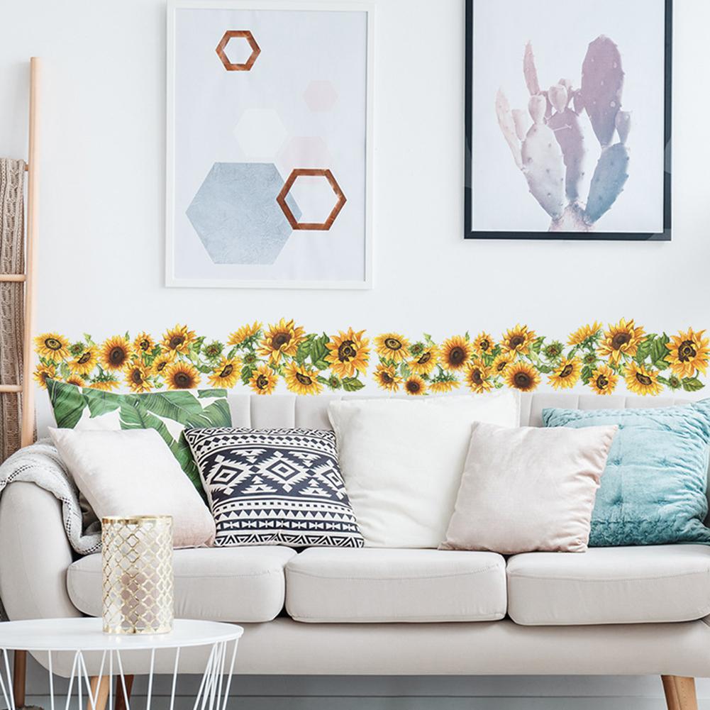 Wall Sticker Sunflower Edge Line 5.5*44.8inch For Home