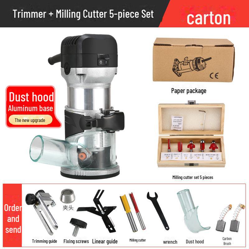 Electric Woodworking Router: Speed Trimming, Soft Start, Slotting, Engraving, Hole Opening, Full Copper Motor.