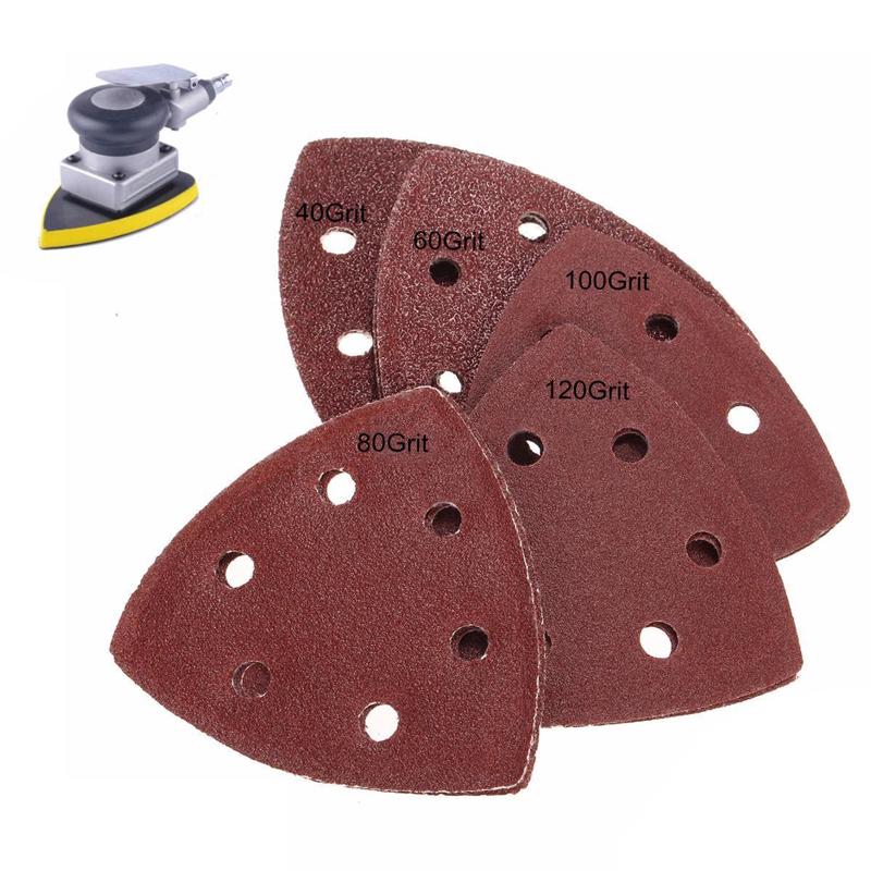 10pcs 90mm Detail Sanding Sheets Triangle Sander Pads Set 40 60 80 100 120Grit