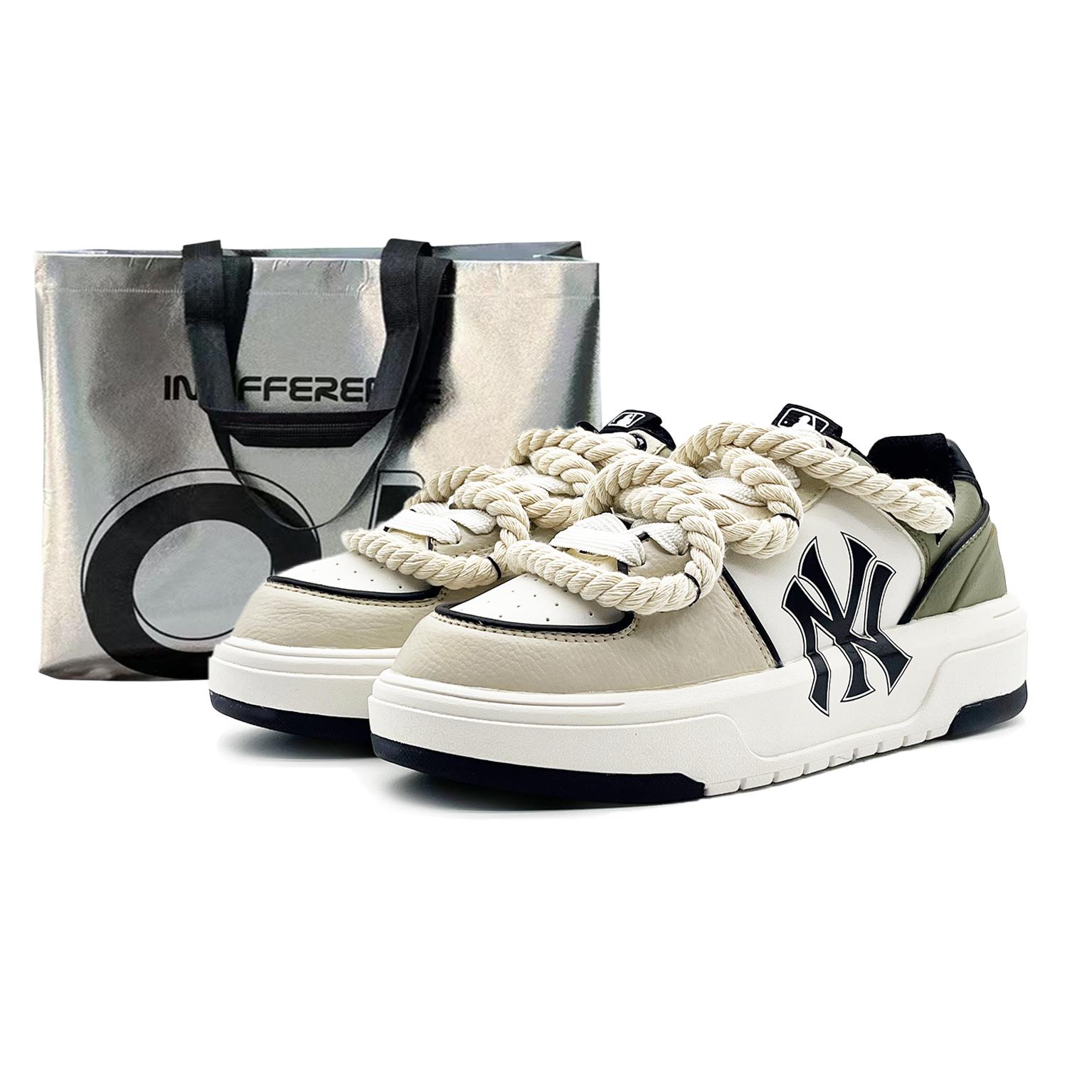 

MLB Chunky Liner Abrasion Resistant Height Increasing Low top Skateboard Shoes Unisex Beige White Green 3ASXCA12N-50WHS(Team131-S) 38.5