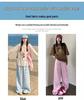 Women's Blue Plaid High-Waisted Loose-Fit Yamamoto Pants - Petite, Casual Wide-Leg, Spring/Autumn 2025 Collection.