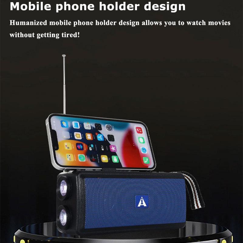 Portble FM Radio Dual Solar Panels Emergency Radio Receiver with Dual Flashlight Wireless TWS Bluetooth5.3 Speaker TF Card Playe