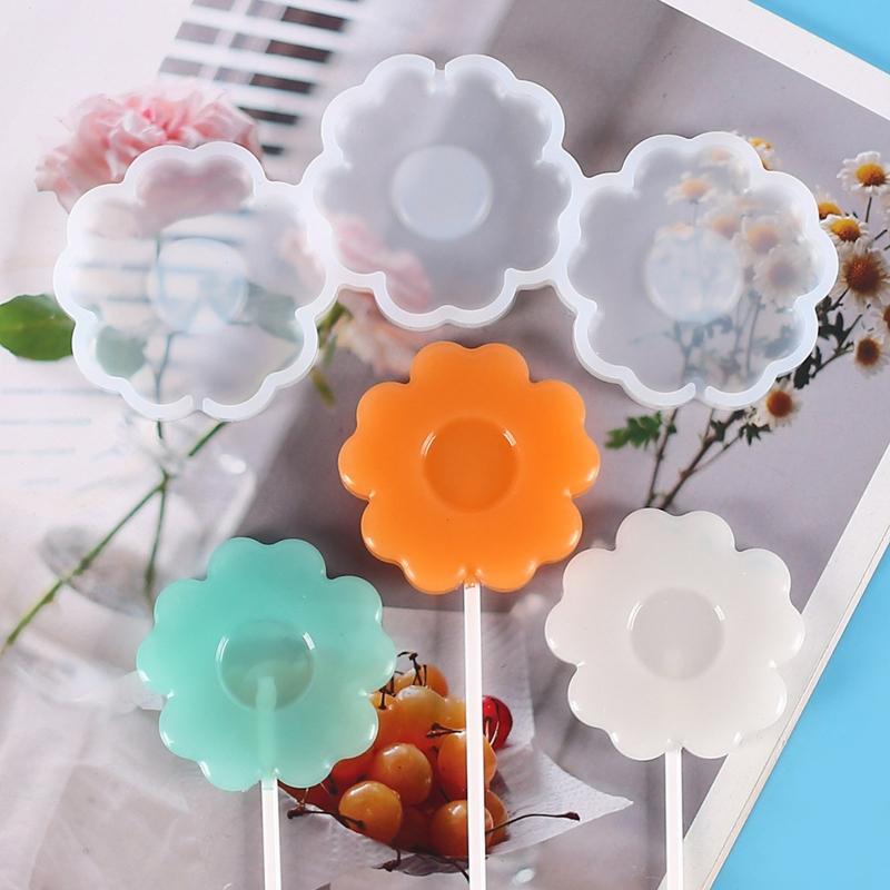DIY Lollipop Mold Chocolate Moulds Cake Mould Fondant Molds Flower Shaped Silicone Material Bakeware Baking Accessories