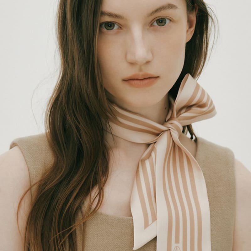 AVVINA PELLE Long Twilly Silk Scarf - Stripe(3colors)