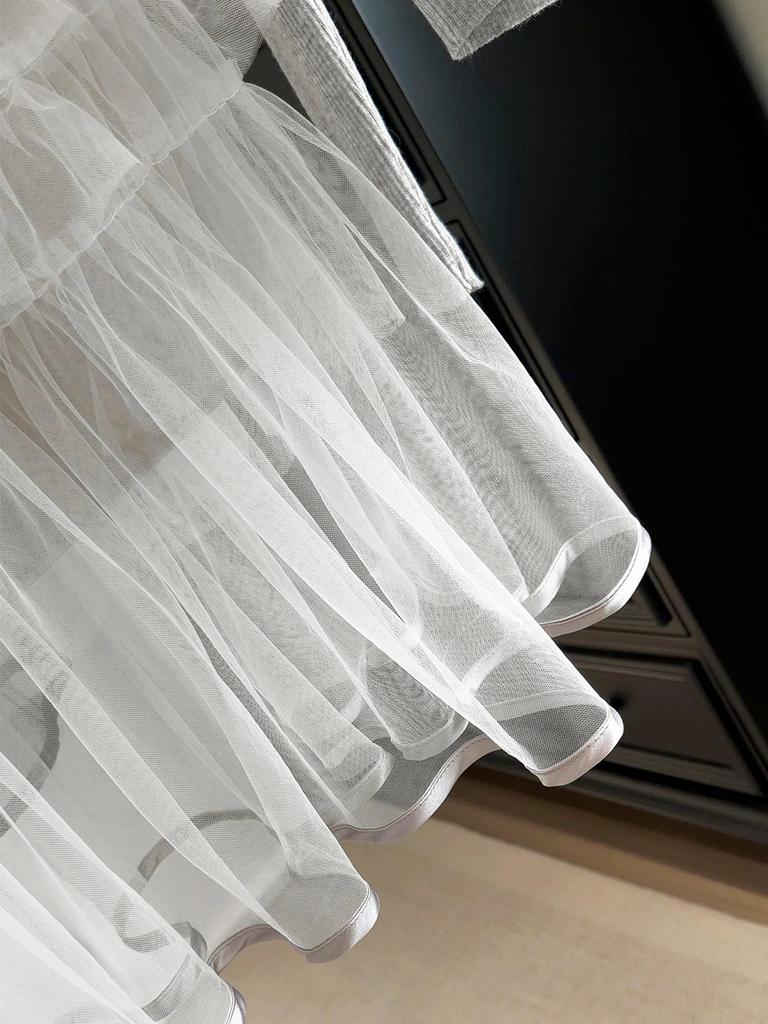 Spring/Summer 2026 Women's Korean Style Layered Ruffle Patchwork Midi Skirt