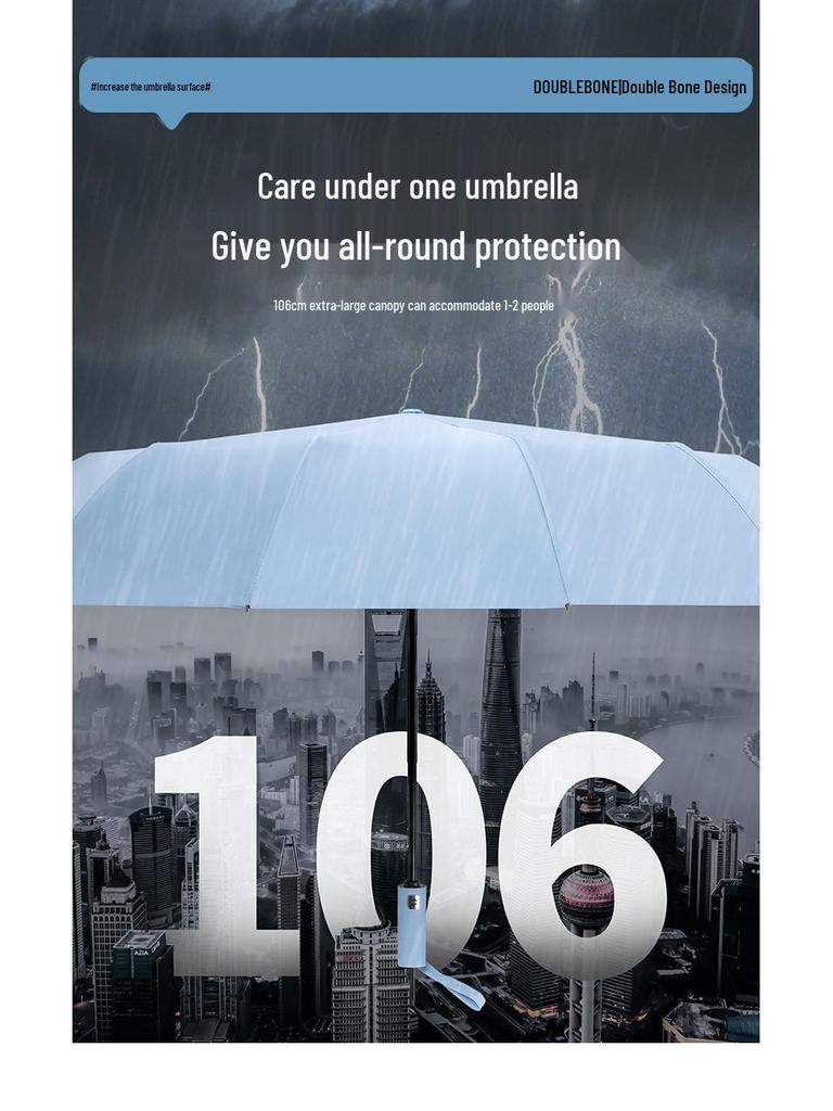 Automatic 60-Rib Folding Umbrella with UV Sun Protection