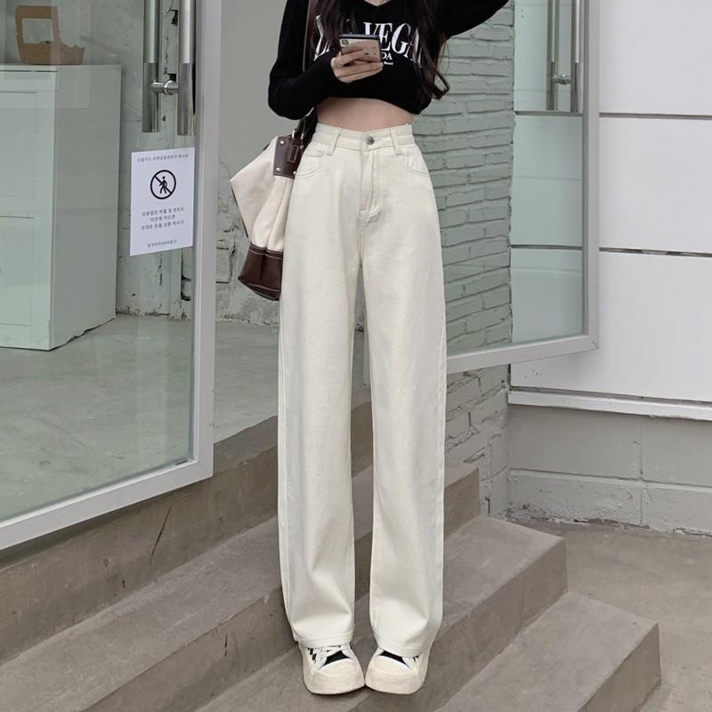 Women's High Waist Straight Wide Leg Jeans - Plus Size, Slimming, Casual, Versatile - 2024 Spring/Autumn Collection