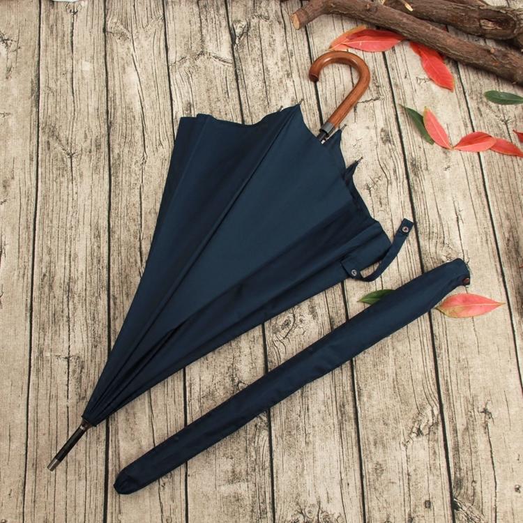 High-End Solid Wood Handle Hook Extra Large 112cm Umbrella Surface Long Handle Umbrella Wind-Resistant Sunny Umbrella Pure Color Business Men