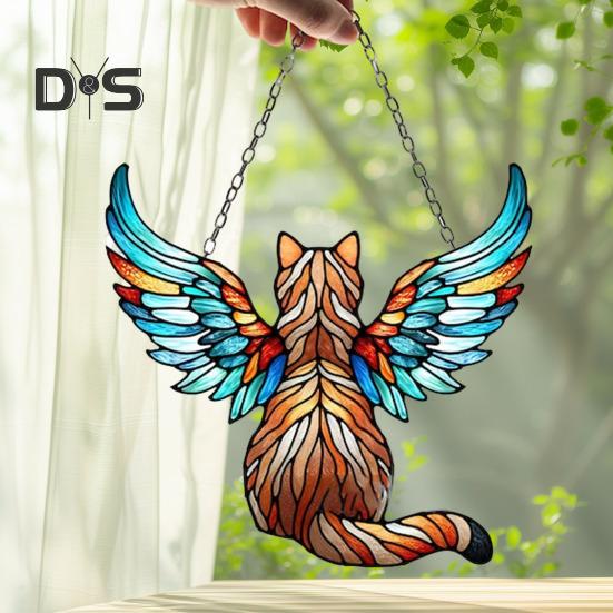 Colorful Cat Window Hanging Decoration Front Door Wall Hanging Acrylic Kitten Animal Ornament Pendant Christmas Festival Gift