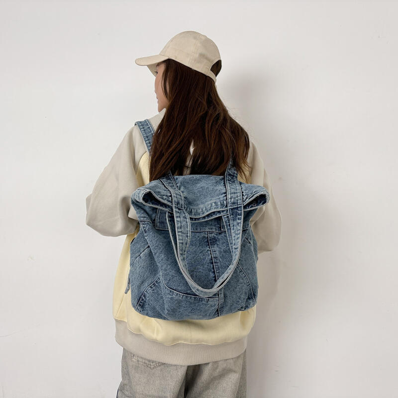 Denim Tote Bag Women's Large Capacity Commuter Handbag
