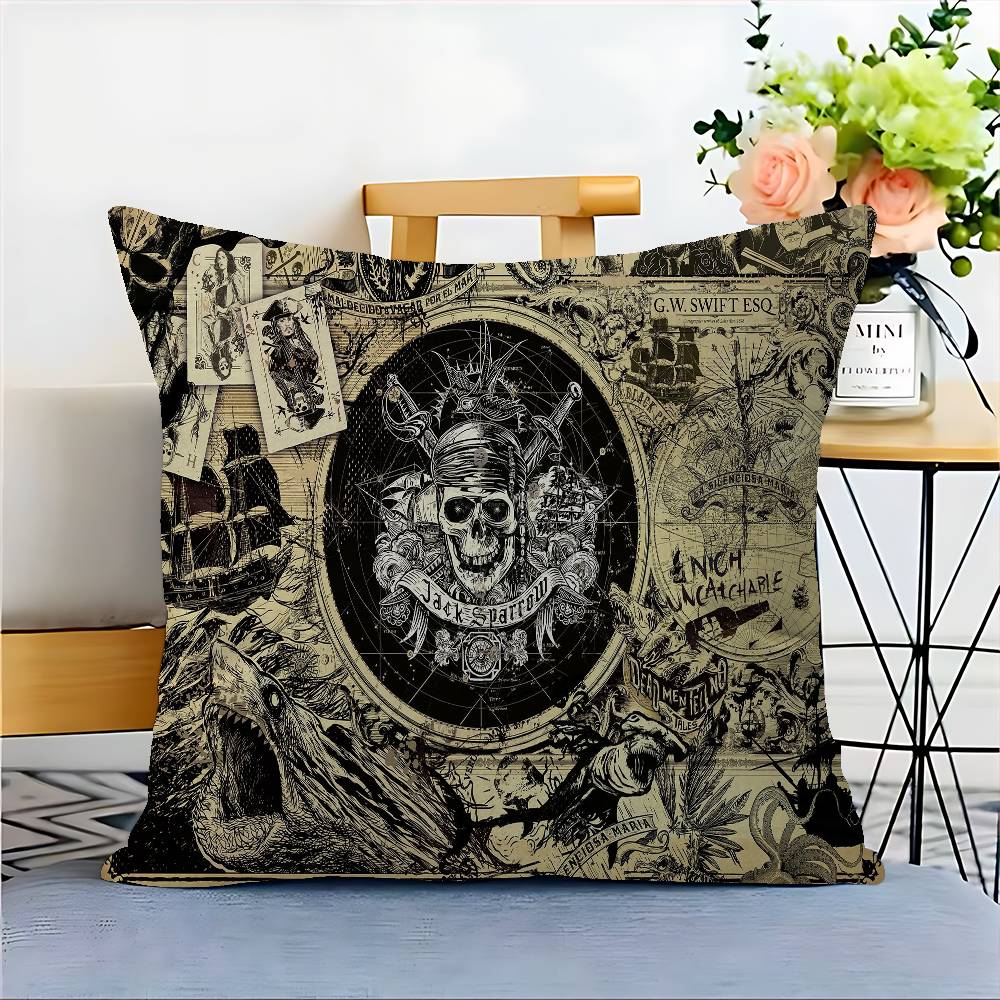 Pirate Ship Rune Skull Pillow Anime Pillow Sofa Bed Head Pillow Cover Cushion Cover 45X45 Cm Fashion