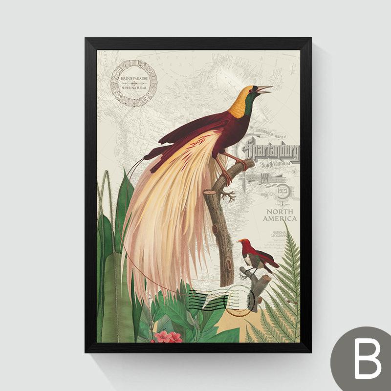 Pastoral Zoo Park Birds On Tree Animal Canvas Painting American Style Home Decor Wall Picture For Bedroom Background
