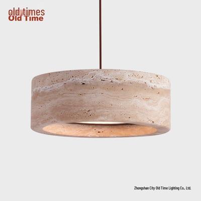 Mid-Century Yellow Travertine LED Pendant Light for Bedroom or Hallway Chandelier
