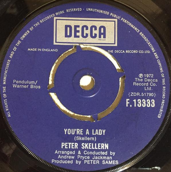 

7inch Record PETER SKELLERN - You re A Lady / Manifesto F13333 DECCA 1972 UK Pop Used