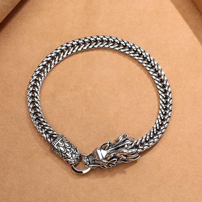 Retro dominantní náramek s dračí hlavou Osobnost pro muže Všestranný drak Rok 's Destiny Years Kreativní ruční příslušenství