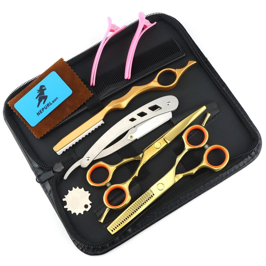 5.5 Inch Symmetrical Handle Hair Scissors, Set, Hair Scissors, Flat Scissors, Tooth Scissors, Thin Scissors, Set