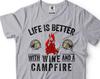Wine & Campfire Camping T-Shirt: Funny Outdoor Hiking Tee