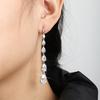 ZAKOL Gorgeous Water Drop Zirconia Long Dangle Earrings Women Sliver Color Shiny Zircon Crystal Bridal Earring Party Zircon