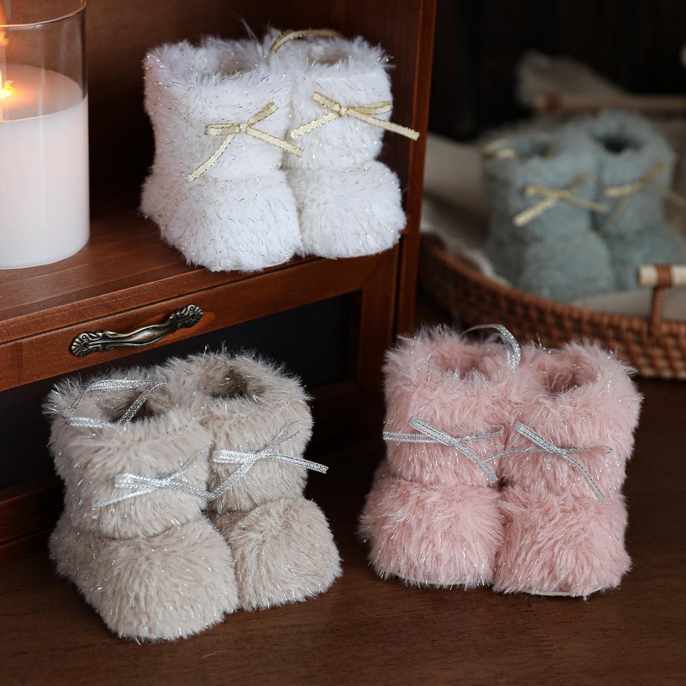 Miniature Christmas Boots Ornaments Set Plush Design for Tree Hanging Small Boot Shape Lightweight Holiday Seasonal Decor