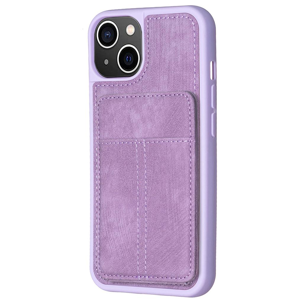 BF28 For iPhone 15 Kickstand Case Matte PU Leather Coated TPU Phone Cover with Card Holder