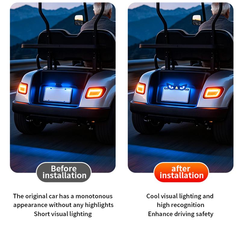 SEAMETAL LED-Motorradkennzeichenbeleuchtung „Dämonenauge“ Automatische Fahrrad-Rückleuchte mit Rückwärtsfahrwarnung Strobe