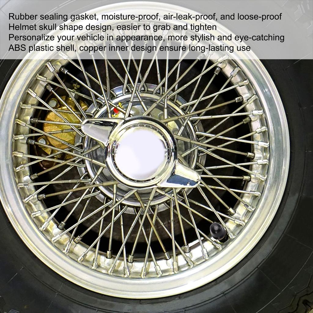 4 Stück/Set Helm Totenkopf Typ Reifenventil Schaft mit Gummi für Autos Fahrräder SUVs LKW Motorrad