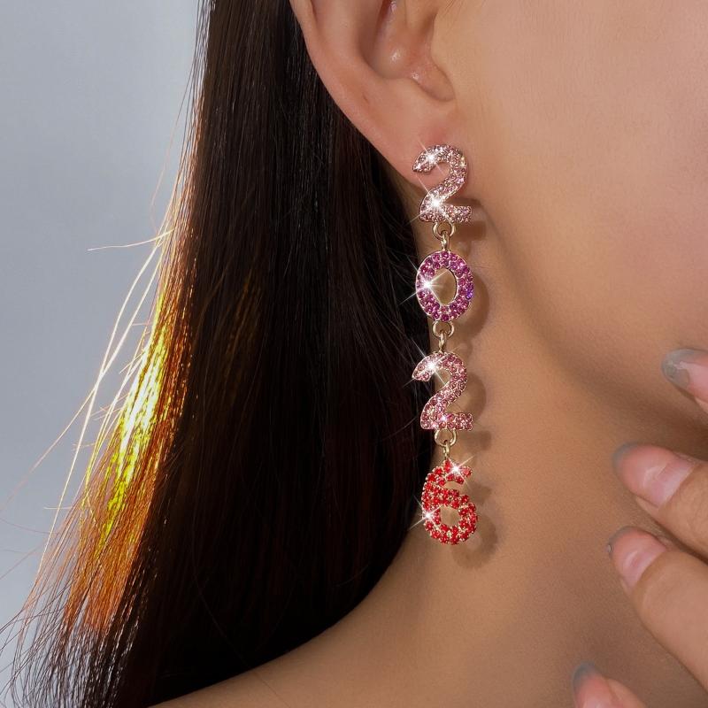 Sparkling Long Pendant Earrings Elegant 2026 Earrings New Year Earrings Jewelry For Special Events Christmas Party Anniversary